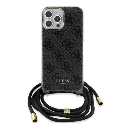 iPhone 15 Pro Max Kılıf Guess Orijinal Lisanslı Çapraz Kordon 4G Desenli Kılıf
