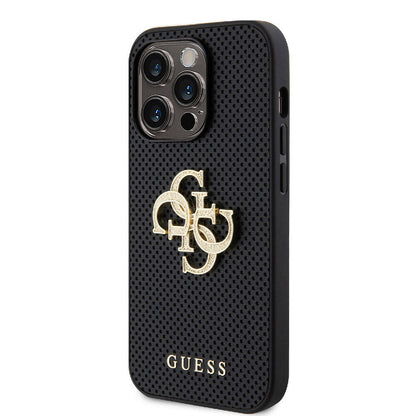 iPhone 15 Pro Max Kılıf Guess Orijinal Lisanslı Delikli Yazı ve 4G Glitter Büyük Metal Logolu Kılıf