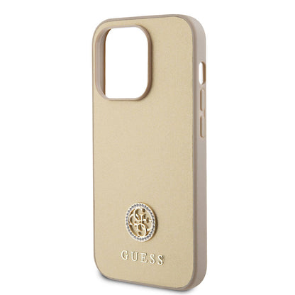 iPhone 15 Pro Max Kılıf Guess Orijinal Lisanslı Deri 4G Metal Logo Strass Kılıf