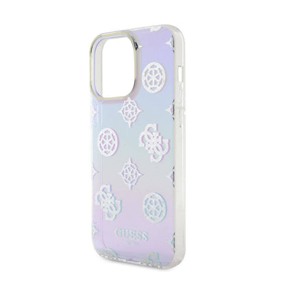 iPhone 15 Pro Max Kılıf Guess Orijinal Lisanslı Desenli Yazı Logolu Askı İpli Holografik Glitter Peony Kılıf