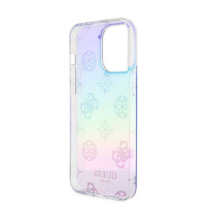 iPhone 15 Pro Max Kılıf Guess Orijinal Lisanslı Desenli Yazı Logolu Askı İpli Holografik Glitter Peony Kılıf