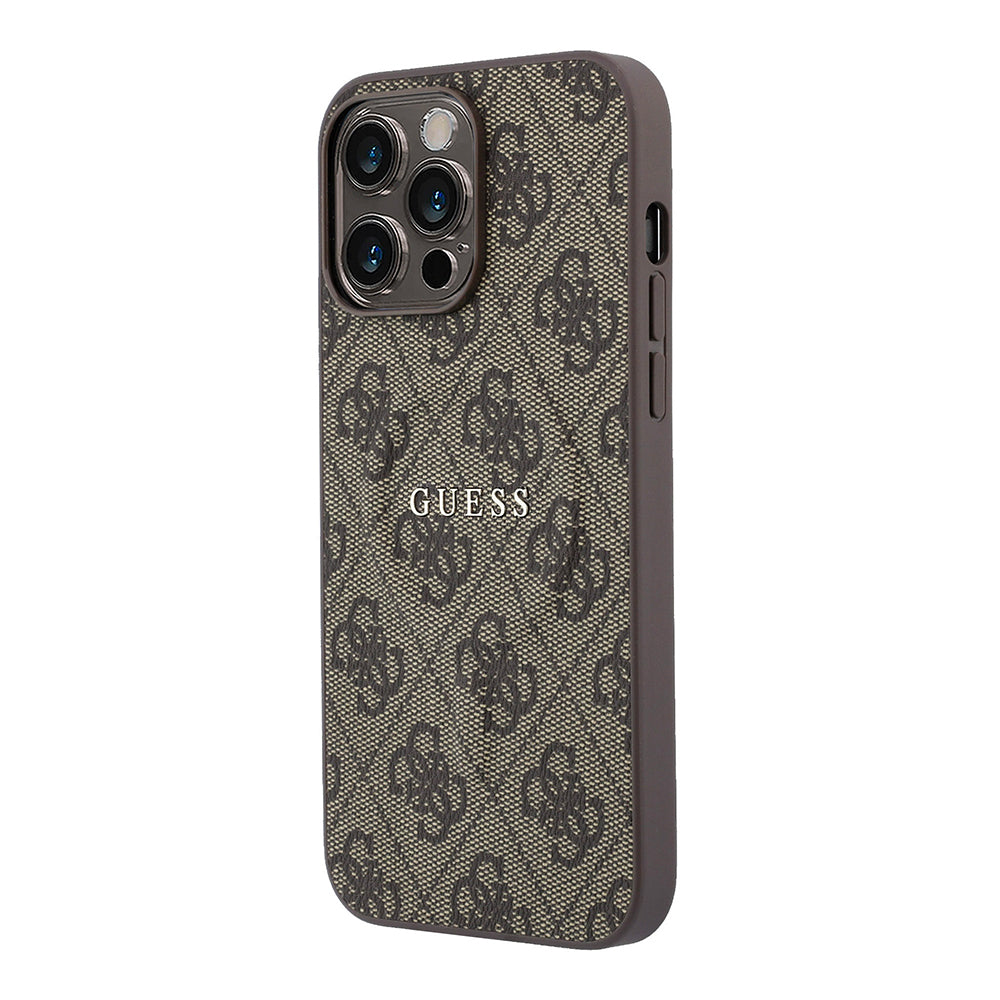 iPhone 15 Pro Max Kılıf Guess Orijinal Lisanslı M-safe Kabartmalı 4G Desenli Yazı Logolu Kılıf