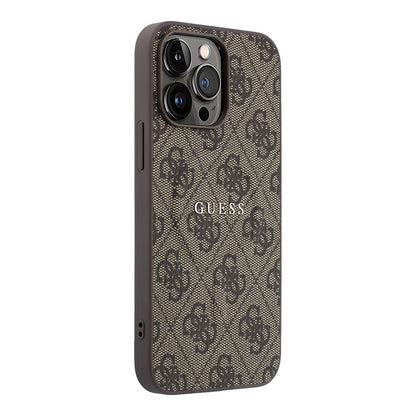 iPhone 15 Pro Max Kılıf Guess Orijinal Lisanslı M-safe Kabartmalı 4G Desenli Yazı Logolu Kılıf