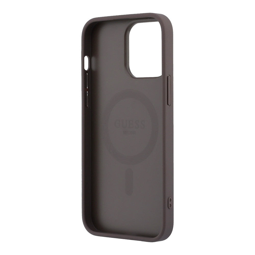 iPhone 15 Pro Max Kılıf Guess Orijinal Lisanslı M-safe Kabartmalı 4G Desenli Yazı Logolu Kılıf