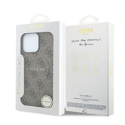 iPhone 15 Pro Max Kılıf Guess Orijinal Lisanslı M-safe Kabartmalı 4G Desenli Yazı Logolu Kılıf