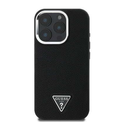 iPhone 15 Pro Max Kılıf Guess Orijinal Lisanslı M-safe Şarj Özellikli Grained Triangle Kılıf