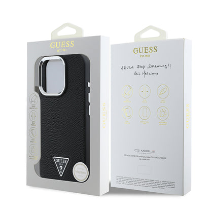 iPhone 15 Pro Max Kılıf Guess Orijinal Lisanslı M-safe Şarj Özellikli Grained Triangle Kılıf