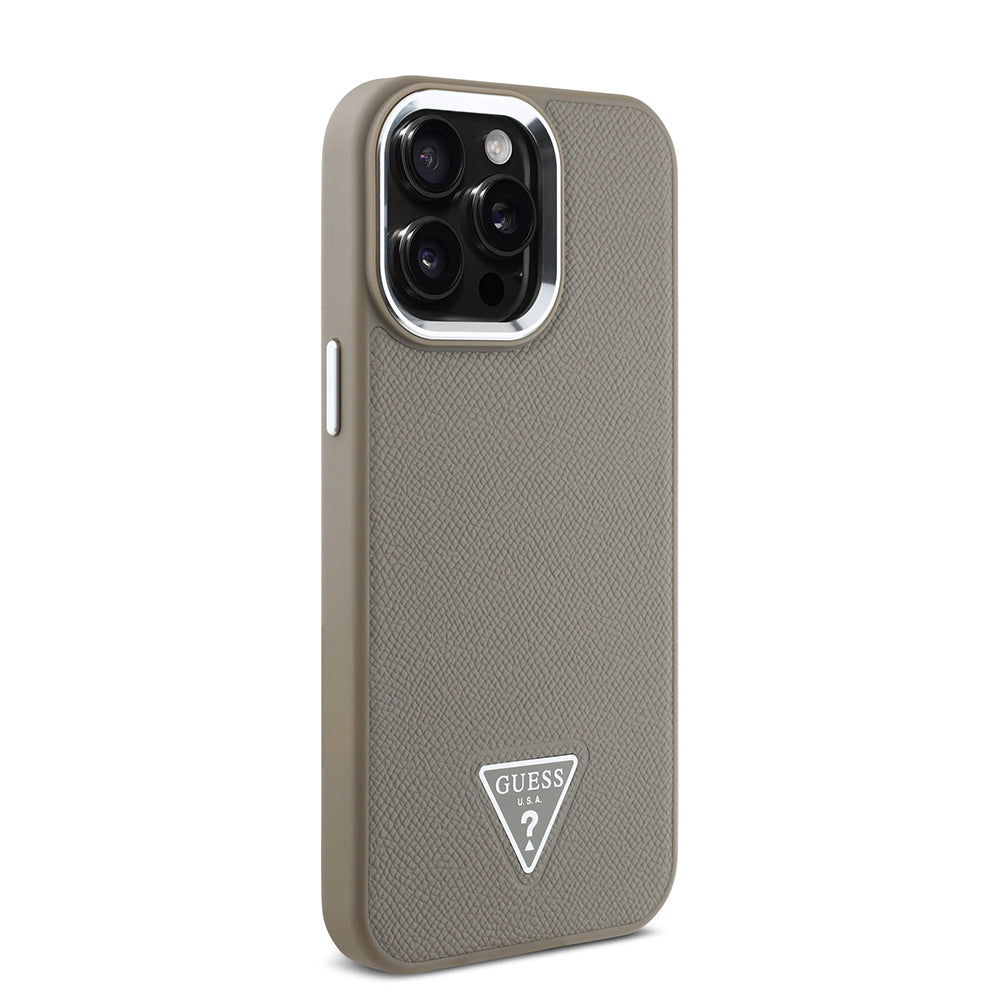 iPhone 15 Pro Max Kılıf Guess Orijinal Lisanslı M-safe Şarj Özellikli Grained Triangle Kılıf