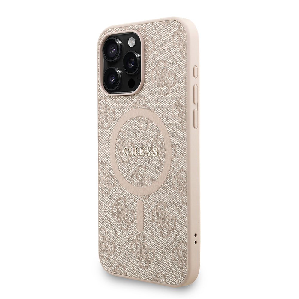 iPhone 15 Pro Max Kılıf Guess Orijinal Lisanslı M-safe Şarj Özellikli PU Deri Bilek Askı İpli Yazı Logolu Kılıf