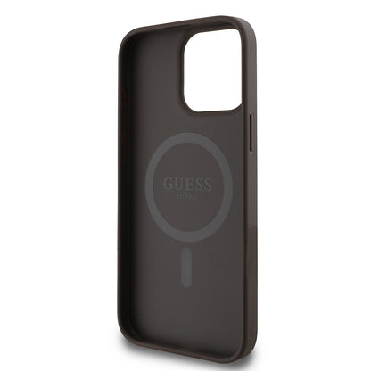 iPhone 15 Pro Max Kılıf Guess Orijinal Lisanslı M-safe Şarj Özellikli 4G Desen Yazı Logolu Kılıf