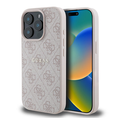 iPhone 15 Pro Max Kılıf Guess Orijinal Lisanslı M-safe Şarj Özellikli 4G Desen Yazı Logolu Kılıf
