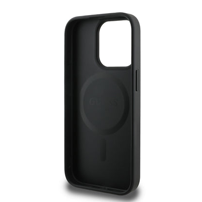 iPhone 15 Pro Max Kılıf Guess Orijinal Lisanslı M-safe Şarj Özellikli 4G Desen Yazı Logolu Kılıf