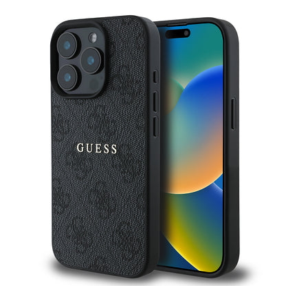 iPhone 15 Pro Max Kılıf Guess Orijinal Lisanslı M-safe Şarj Özellikli 4G Desen Yazı Logolu Kılıf