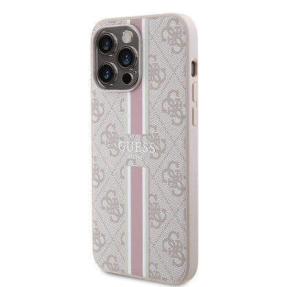 iPhone 15 Pro Max Kılıf Guess Orijinal Lisanslı M-safe Şarj Özellikli 4G Şerit Tasarımlı Printed Kılıf