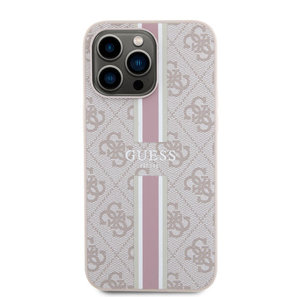 iPhone 15 Pro Max Kılıf Guess Orijinal Lisanslı M-safe Şarj Özellikli 4G Şerit Tasarımlı Printed Kılıf