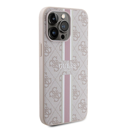 iPhone 15 Pro Max Kılıf Guess Orijinal Lisanslı M-safe Şarj Özellikli 4G Şerit Tasarımlı Printed Kılıf