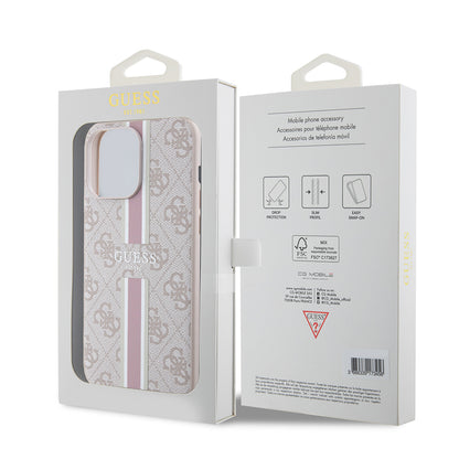 iPhone 15 Pro Max Kılıf Guess Orijinal Lisanslı M-safe Şarj Özellikli 4G Şerit Tasarımlı Printed Kılıf