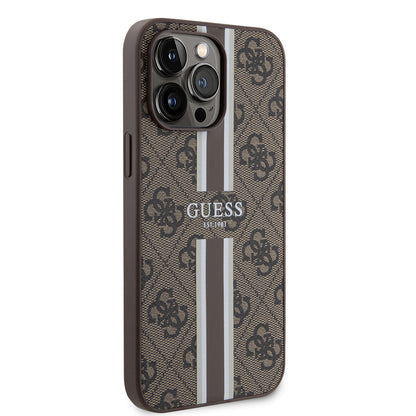 iPhone 15 Pro Max Kılıf Guess Orijinal Lisanslı M-safe Şarj Özellikli 4G Şerit Tasarımlı Printed Kılıf