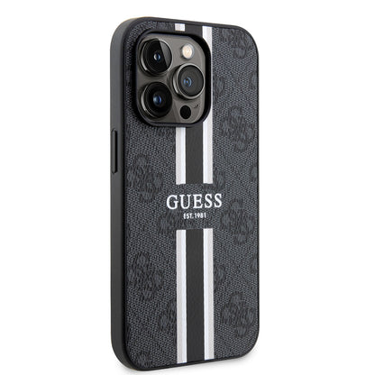 iPhone 15 Pro Max Kılıf Guess Orijinal Lisanslı M-safe Şarj Özellikli 4G Şerit Tasarımlı Printed Kılıf
