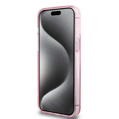 iPhone 15 Pro Max Kılıf Guess Orijinal Lisanslı M-safe Şarj Özellikli Simli Arka Yüzey Ring Standlı Kılıf