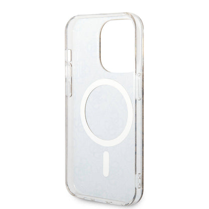 iPhone 15 Pro Max Kılıf Guess Orijinal Lisanslı M-safe Şarj Özellikli Yazı Logolu 4G Desenli Kılıf