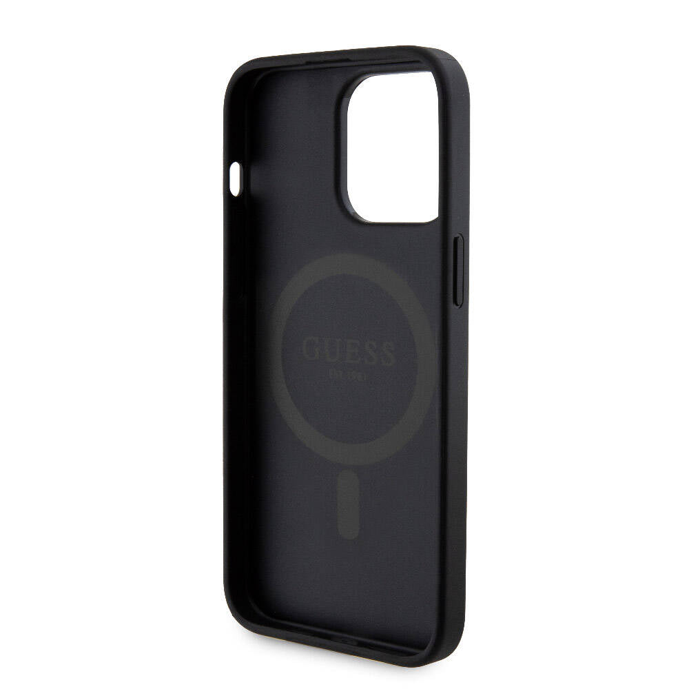 iPhone 15 Pro Max Kılıf Guess Orijinal Lisanslı M-safe Şarj Özellikli Yazı Logolu 4G Desenli Kılıf + Powerbank 5000mAh 2in1 Set