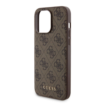 iPhone 15 Pro Max Kılıf Guess Orijinal Lisanslı M-safe Şarj Özellikli Yazı Logolu 4G Desenli Kılıf + Powerbank 5000mAh 2in1 Set