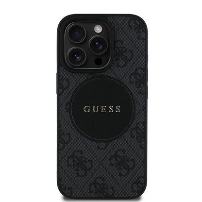 iPhone 15 Pro Max Kılıf Guess Orijinal Lisanslı M-safe Şarj Özellikli Yazı Logolu Circle Classic Kılıf