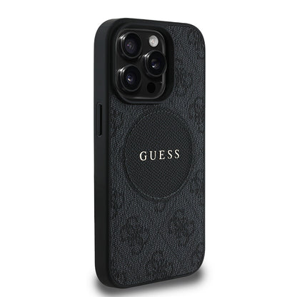 iPhone 15 Pro Max Kılıf Guess Orijinal Lisanslı M-safe Şarj Özellikli Yazı Logolu Circle Classic Kılıf