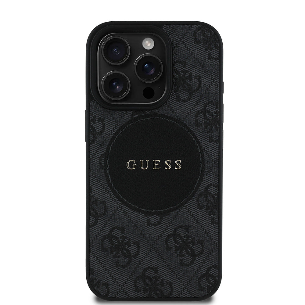 iPhone 15 Pro Max Kılıf Guess Orijinal Lisanslı M-safe Şarj Özellikli Yazı Logolu Circle Classic Kılıf