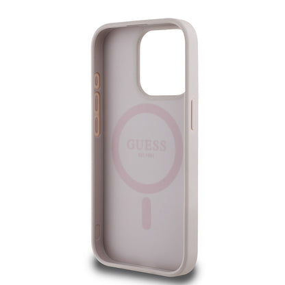 iPhone 15 Pro Max Kılıf Guess Orijinal Lisanslı M-safe Şarj Özellikli Yazı Logolu Circle Classic Kılıf