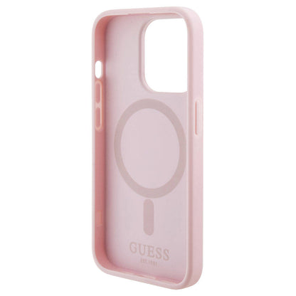 iPhone 15 Pro Max Kılıf Guess Orijinal Lisanslı M-safe Şarj Özellikli Yazı Logolu GCube Desenli Kılıf