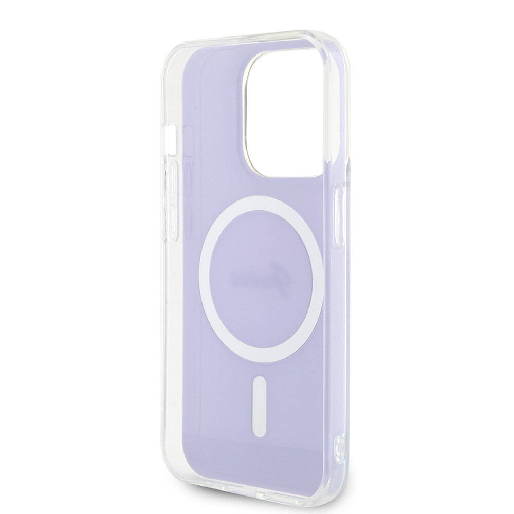 iPhone 15 Pro Max Kılıf Guess Orijinal Lisanslı M-safe Şarj Özellikli Yazı Logolu Iridescent Kılıf