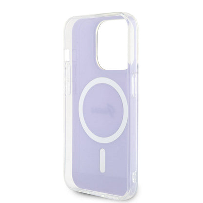 iPhone 15 Pro Max Kılıf Guess Orijinal Lisanslı M-safe Şarj Özellikli Yazı Logolu Iridescent Kılıf