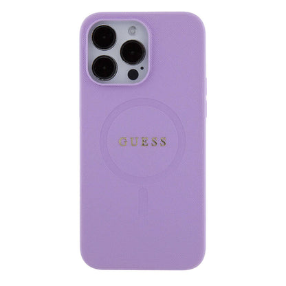 iPhone 15 Pro Max Kılıf Guess Orijinal Lisanslı M-safe Şarj Özellikli Yazı Logolu Saffiano Kılıf