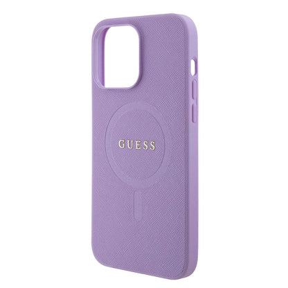 iPhone 15 Pro Max Kılıf Guess Orijinal Lisanslı M-safe Şarj Özellikli Yazı Logolu Saffiano Kılıf