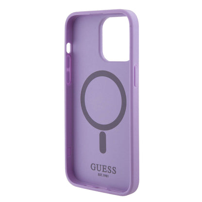 iPhone 15 Pro Max Kılıf Guess Orijinal Lisanslı M-safe Şarj Özellikli Yazı Logolu Saffiano Kılıf