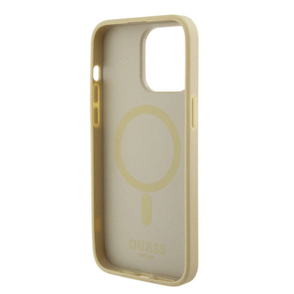 iPhone 15 Pro Max Kılıf Guess Orijinal Lisanslı M-safe Şarj Özellikli Yazı Logolu Saffiano Kılıf