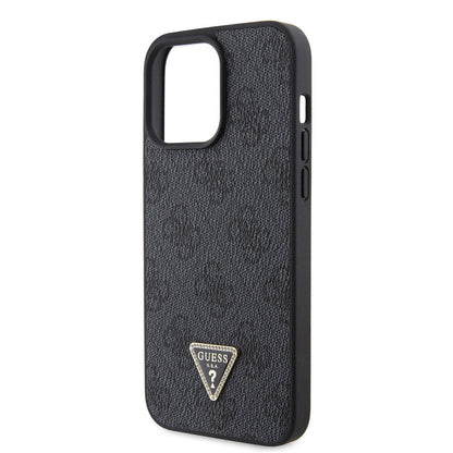 iPhone 15 Pro Max Kılıf Guess Orijinal Lisanslı PU Deri Askılı Taşlı Üçgen Logo 4G Desenli Strass Crossbody Kılıf