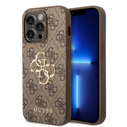 iPhone 15 Pro Max Kılıf Guess Orijinal Lisanslı PU Deri Yazı ve 4G Metal Logolu Desenli Kılıf