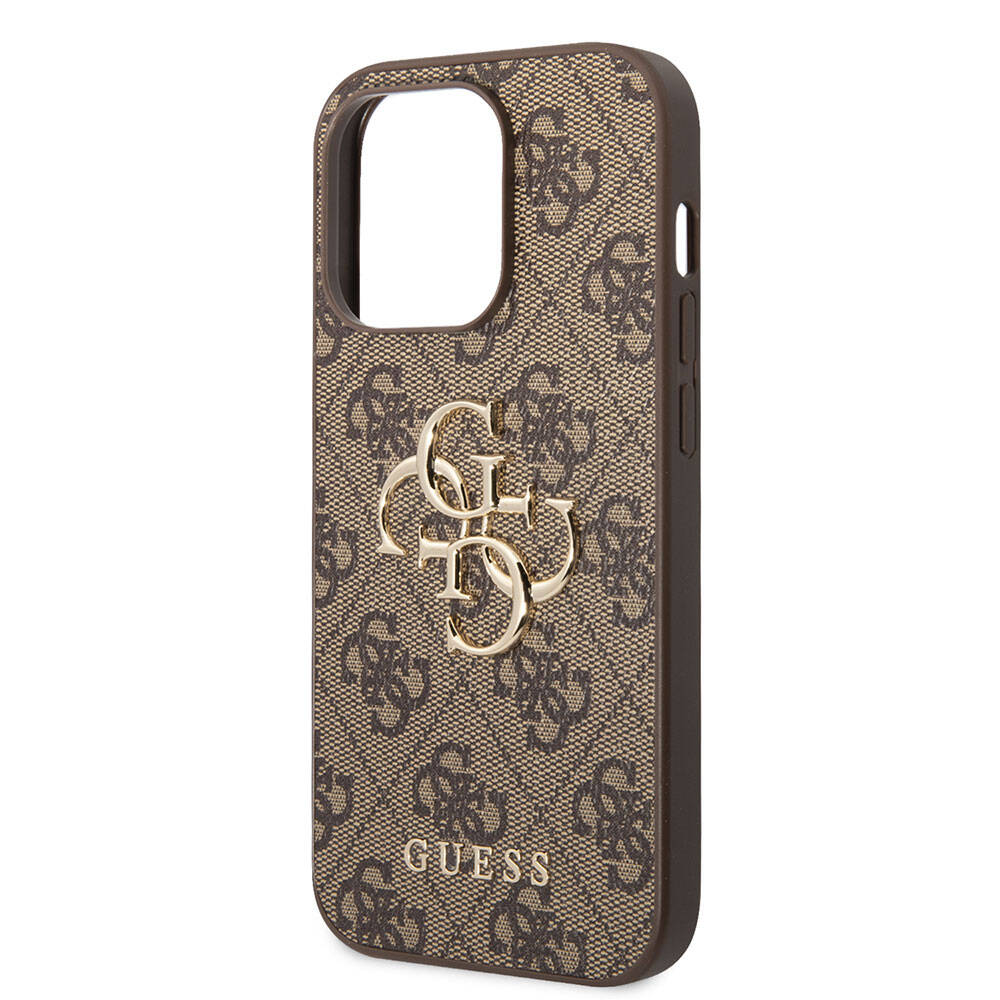 iPhone 15 Pro Max Kılıf Guess Orijinal Lisanslı PU Deri Yazı ve 4G Metal Logolu Desenli Kılıf