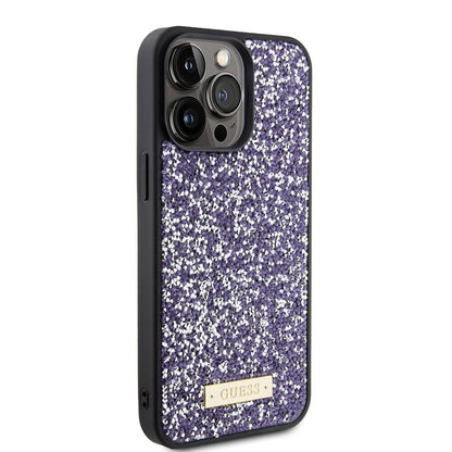 iPhone 15 Pro Max Kılıf Guess Orijinal Lisanslı Taşlı Arka Yüzey Metal Yazı Logolu Kılıf