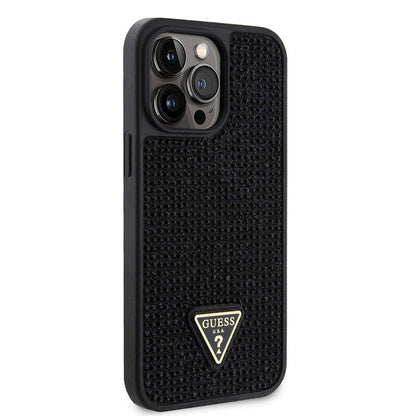 iPhone 15 Pro Max Kılıf Guess Orijinal Lisanslı Taşlı Arka Yüzey Üçgen Logolu Kılıf