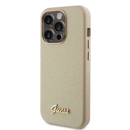 iPhone 15 Pro Max Kılıf Guess Orijinal Lisanslı Yazı Logolu Glitter Glossy Script Kılıf