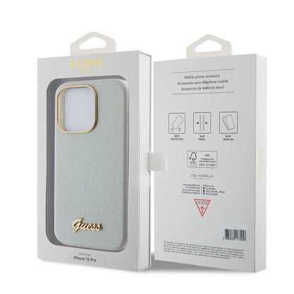 iPhone 15 Pro Max Kılıf Guess Orijinal Lisanslı Yazı Logolu Glitter Glossy Script Kılıf