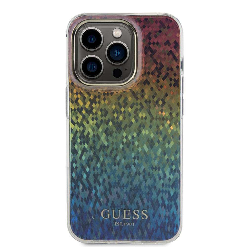 iPhone 15 Pro Max Kılıf Guess Orijinal Lisanslı Yazı Logolu Mirror Disco Kılıf