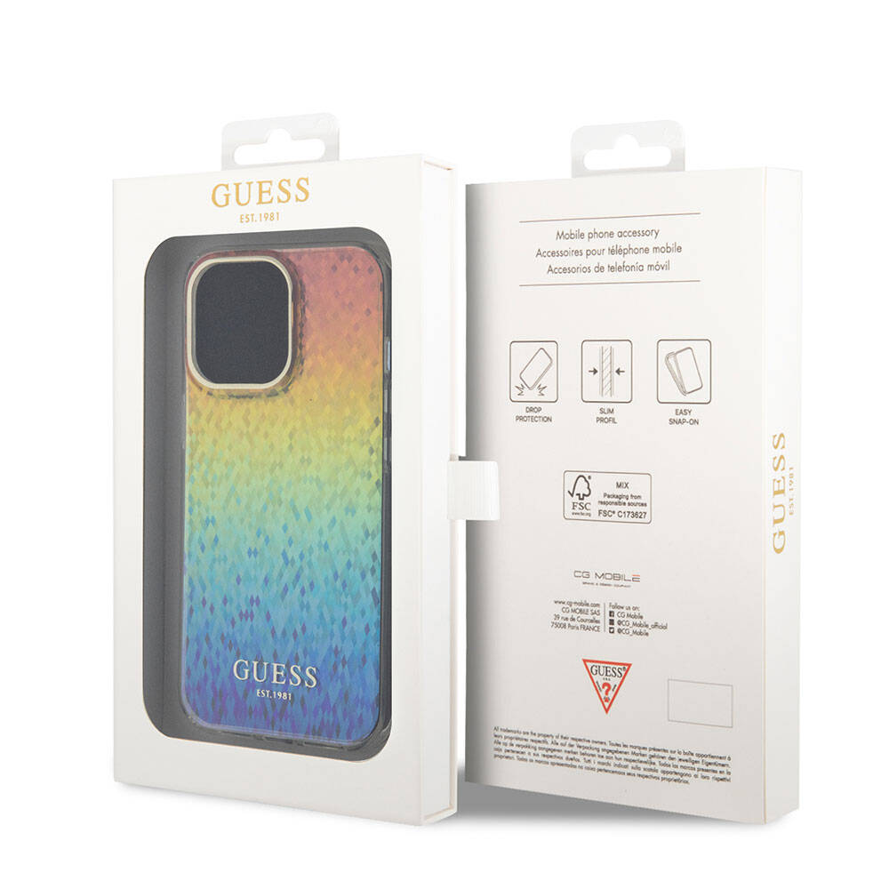 iPhone 15 Pro Max Kılıf Guess Orijinal Lisanslı Yazı Logolu Mirror Disco Kılıf