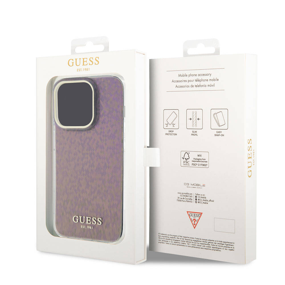 iPhone 15 Pro Max Kılıf Guess Orijinal Lisanslı Yazı Logolu Mirror Disco Kılıf