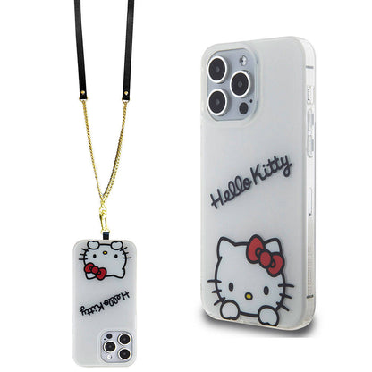 iPhone 15 Pro Max Kılıf Hello Kitty Orijinal Lisanslı Askılı Yazı ve İkonik Logolu Daydreaming Kılıf