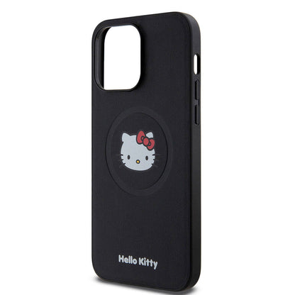 iPhone 15 Pro Max Kılıf Hello Kitty Orijinal Lisanslı M-safe Şarj Özellikli Kitty Head Deri Kılıf